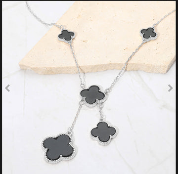 Layered  Clover Drop Pendant Necklace