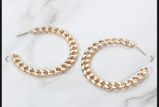 Chain Link Hoops silver or gold