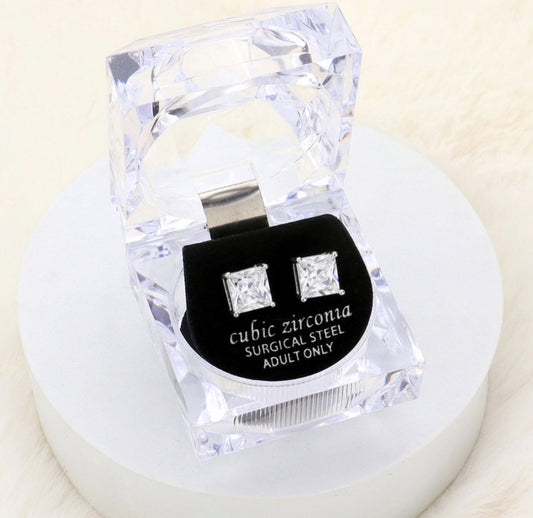 Square Stud CZ stone earrings