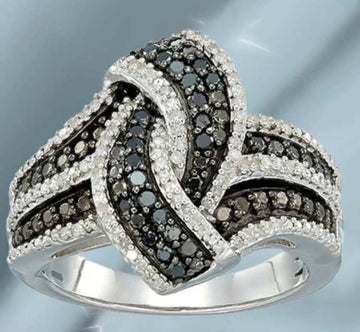 Jet Swirled w/ clear stones ring