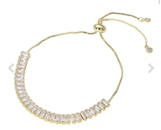 Emerald Cut CZ stone tennis bracelet