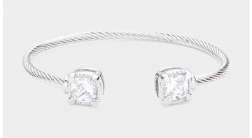 Twisted square tip cuff bracelet