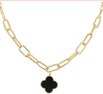 Clover Pendant w/Paperclip chain.