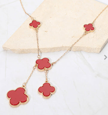 Layered Clover drop Necklace