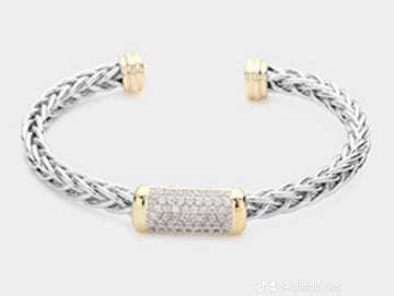 Two tone bangle w/CZ Stones