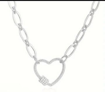 Chain necklace with hollow heart pendant