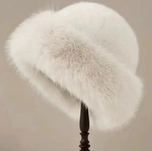 Milk Tea white Fur Hat