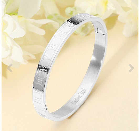 Roman Numeral Embossed Bangle