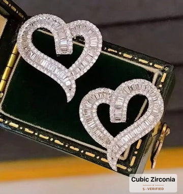 Heart to Heart Earrings w/baguettes