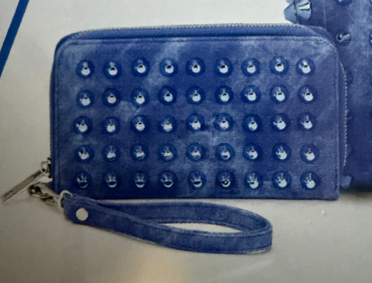 Mustard or Denim Studded Wristlet