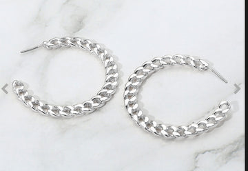 Chain Link Hoops silver or gold
