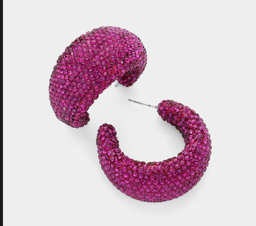 Bling Studded Hoop Earrings