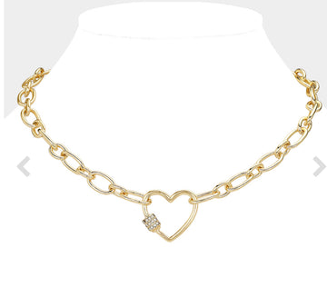 Gold tone Heart Pendant Necklace