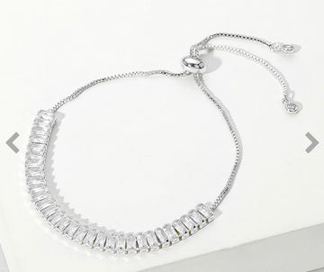 Emerald Cut CZ stone tennis bracelet