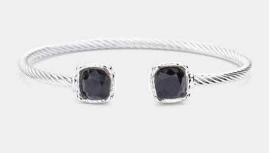 Twisted square tip cuff bracelet
