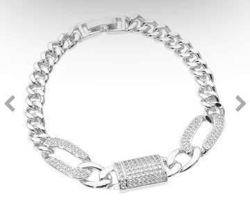 Pave Charm link Bracelet