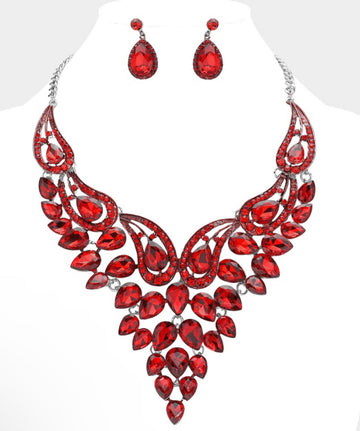 Teardrop Stone Evening Bib Necklace