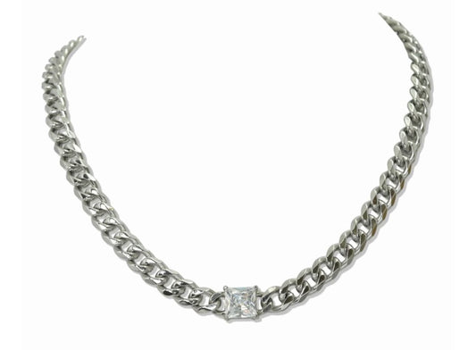 CZ stone square pendant