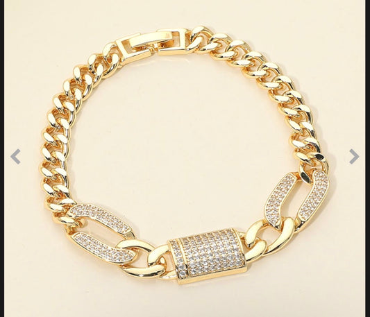 Pave Charm link Bracelet