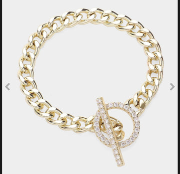 14K Gold Plated Chain CZ Stone