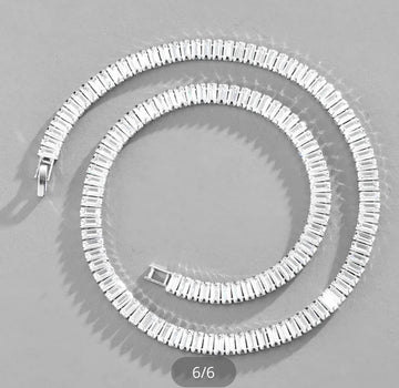 Tennis Necklace Baguettes Silver